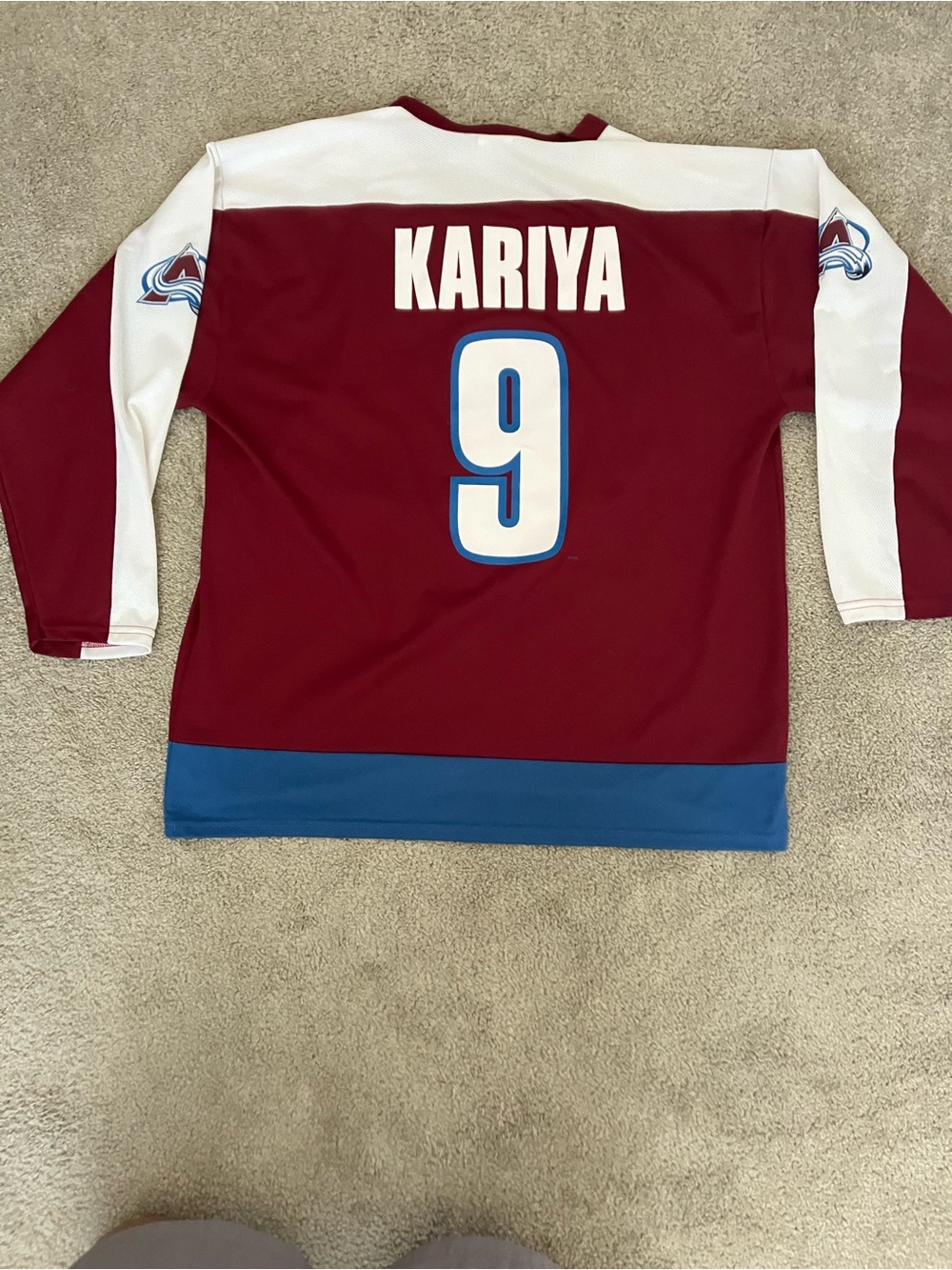 Bench Men's Burgundy White Blue Hockey Jersey Kariya #9